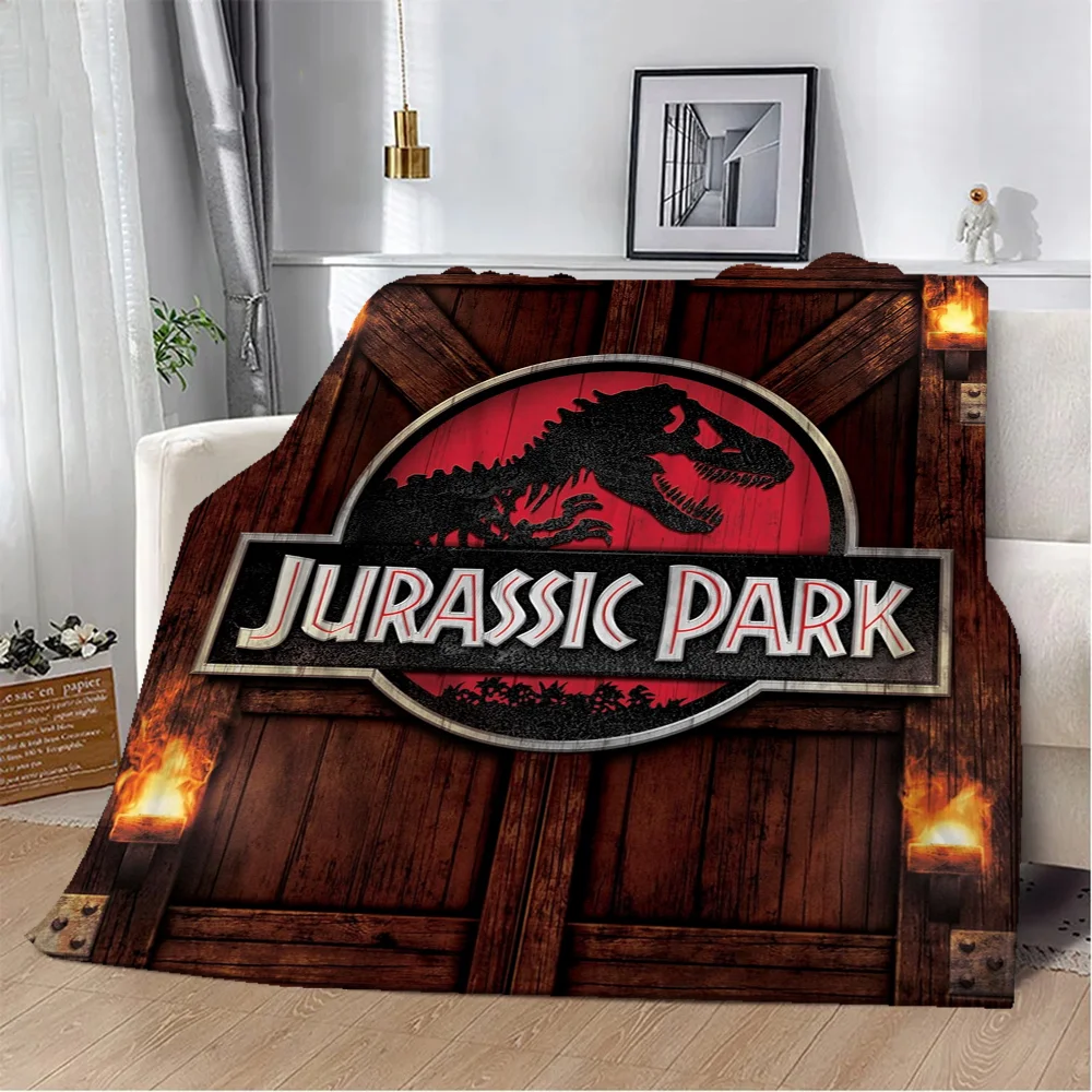 Флисовое одеяло с рисунком Парка Юрского периода полосатый узор современный