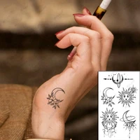 sun god meniscus star temporary tattoo stickers black planet arrow fake tattoos waterproof tatoos hand small size for women men