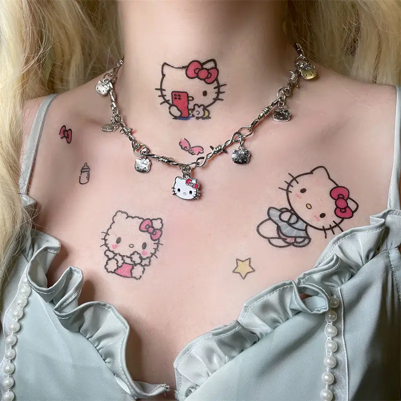 

2022 New Necklace Kawaii Sanrio HelloKittys Cartoon Sweet Cool Girl Heart Pendant Accessories Bracelet Ornaments Gifts for Girls