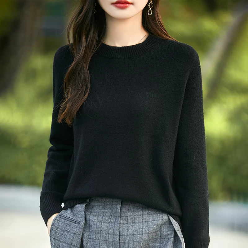 Женский свитер из 100% шерсти зимний с длинными рукавами необычные пряжи