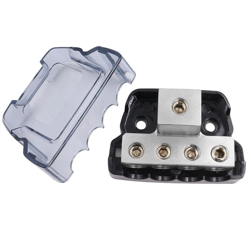 

4 Way Power Distribution Block 1 x 0/2/4 Gauge in /4 x 4/8 Gauge Out Ground Distributor Block for Car Audio Amplifier