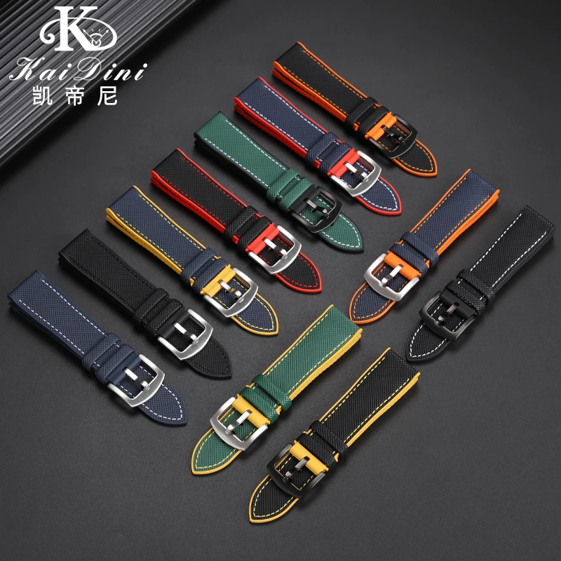 Фото Универсальный нейлоновый резиновый нижний ремешок для Seiko Breitling Blancpain Omega Tag-heuer, мужской водонепроницаемый ремешок для часов, браслет №1