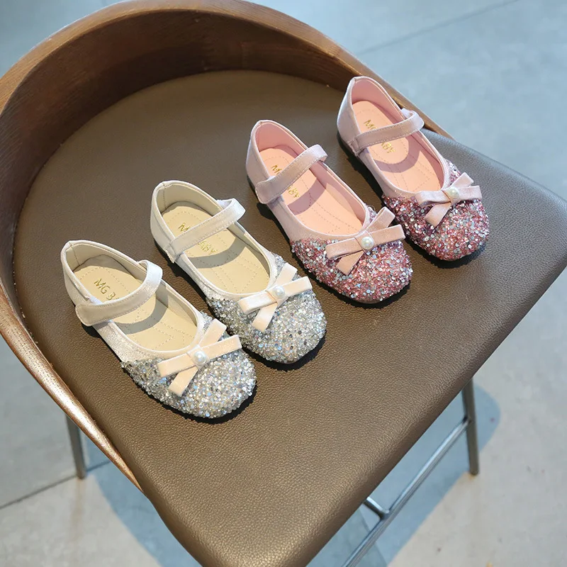 

Girls Princess Shoes Spring Autumn New Korean Fashion Single Shoes Children Crystal Shoes Sequin Soft Sole Baby Leather Shoes