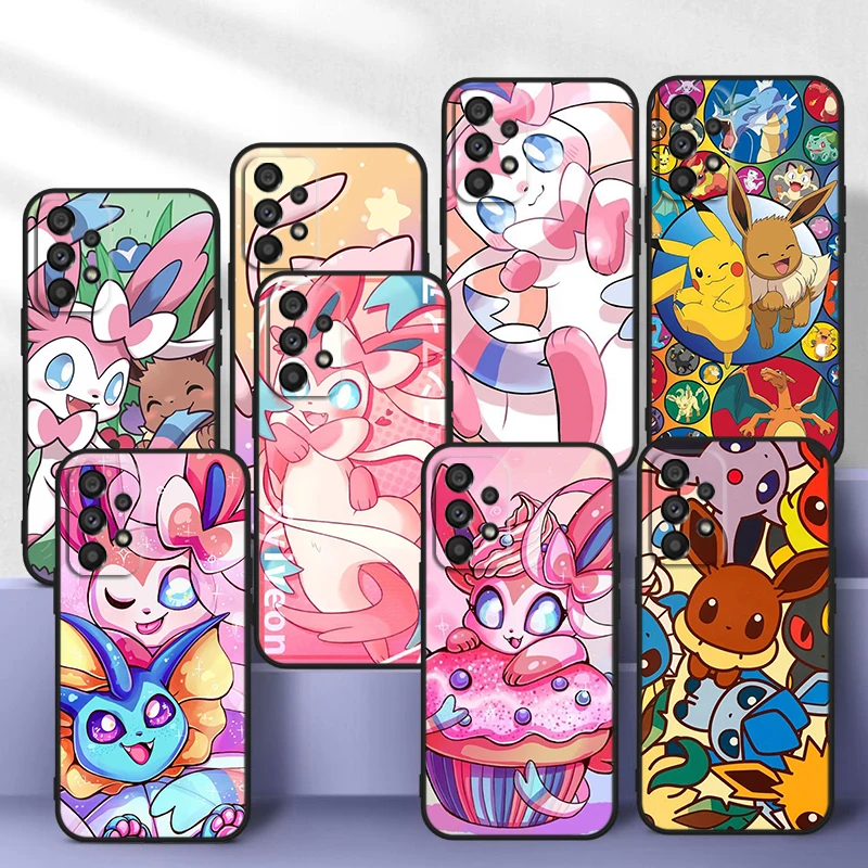 

Pokemon Eevee Cute For Samsung A14 A54 A34 A73 A53 A33 A23 A13 A32 A72 A52 A32 A22 A03 A02 Silicone Black Phone Case Coque Capa