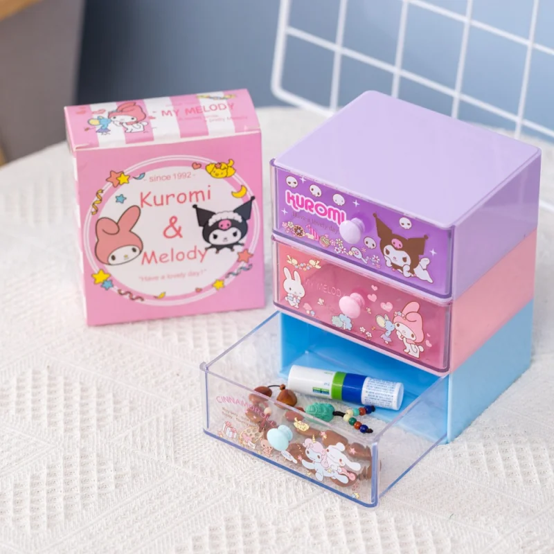 

Милый Контейнер для хранения Sanrio, милый Kuromi My Melody Cinnamoroll, Мультяшные украшения, пылезащитный контейнер для хранения, игрушка для девочек, под...