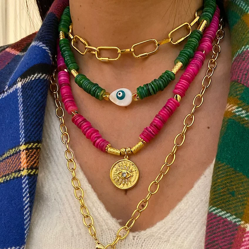 Роскошное летнее богемное керамическое ожерелье из натурального камня в стиле