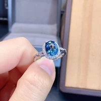 high jewelry 925 sterling silver inlaid natural topaz ring gemstone new womens ring support test hot sale