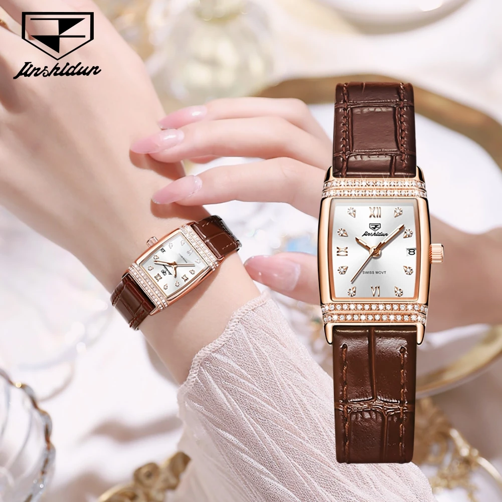 2023 New JSDUN Women Watch Leather Strap Quartz Watches Waterproof Fashion Diamond Elegant Wristwatch Dress For Lady Gift
