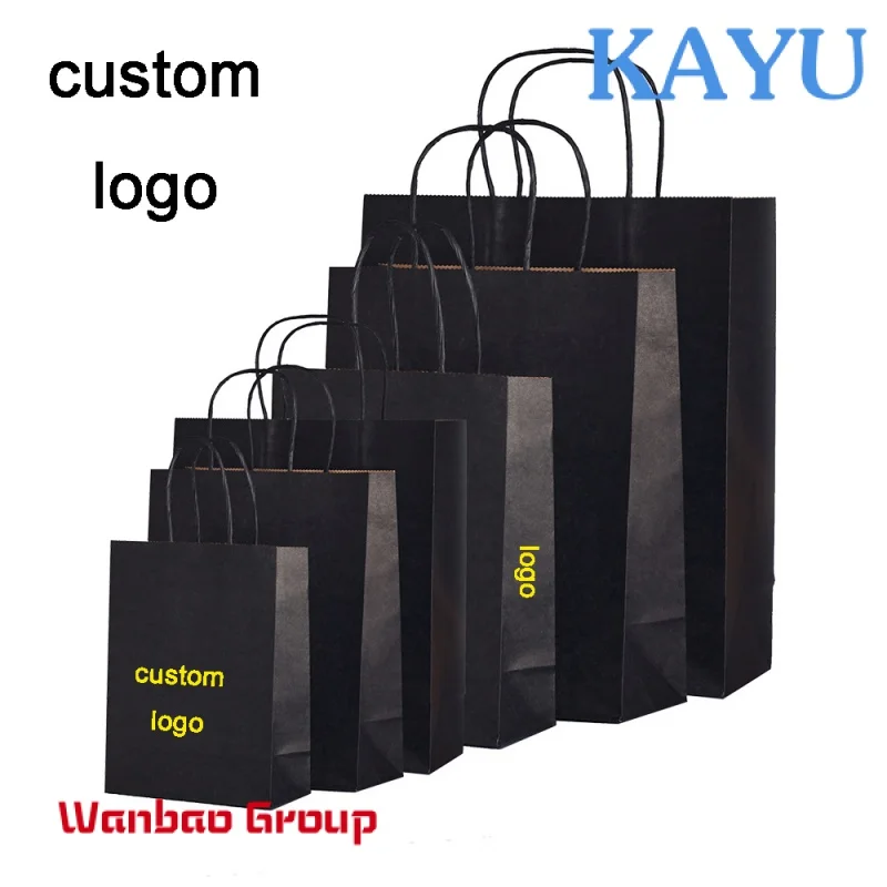 

Custom Manufacturer Custom Personalized Printed Logo White Cardboard Shopping Gift Black Paper Bag Paper Bags with your own log