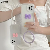 cute matte clear 3d bow tie silicone collar wristband girl soft case for iphone 11 12 13 pro max xr x xs anti drop cover fundas