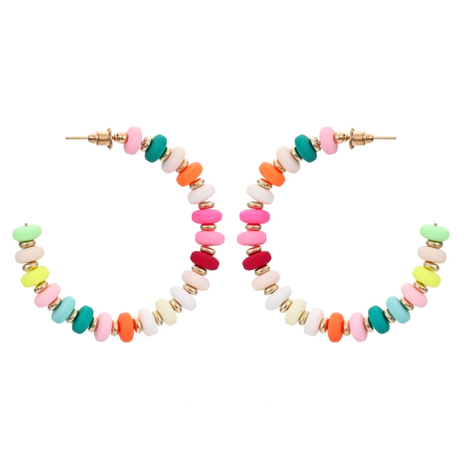 

Personality Simple C-shaped Earrings for Woman Fashion Bohemian Colored Beaded Earrings