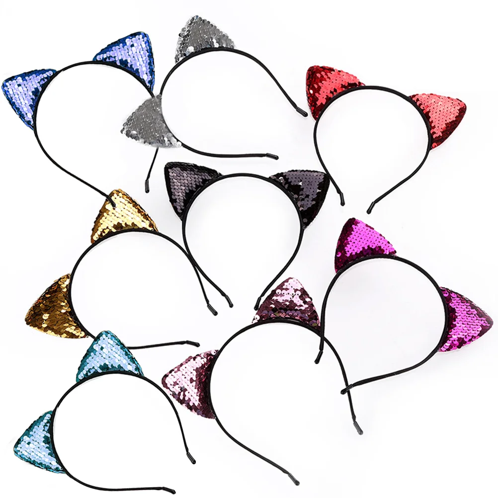 

Обруч для волос с блестками и кошачьими ушками, 8 шт.