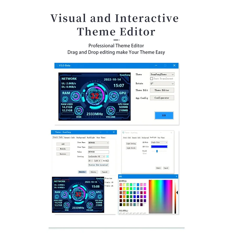 3 5 дюймовый IPS Type-C вторичный экран компьютера процессора GPU RAM HDD монитор USB дисплей