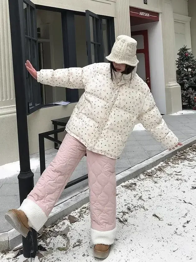 Gaganight женская корейская версия хлопковая куртка с цветочным принтом 23 осень-зима