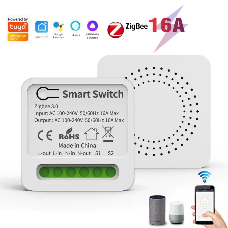 

Tuya Wireless Switches Smart Life Wireless Control Relay Zigbee 10a Mini Switch 2-way Control Two Way Control Breaker Diy 16a