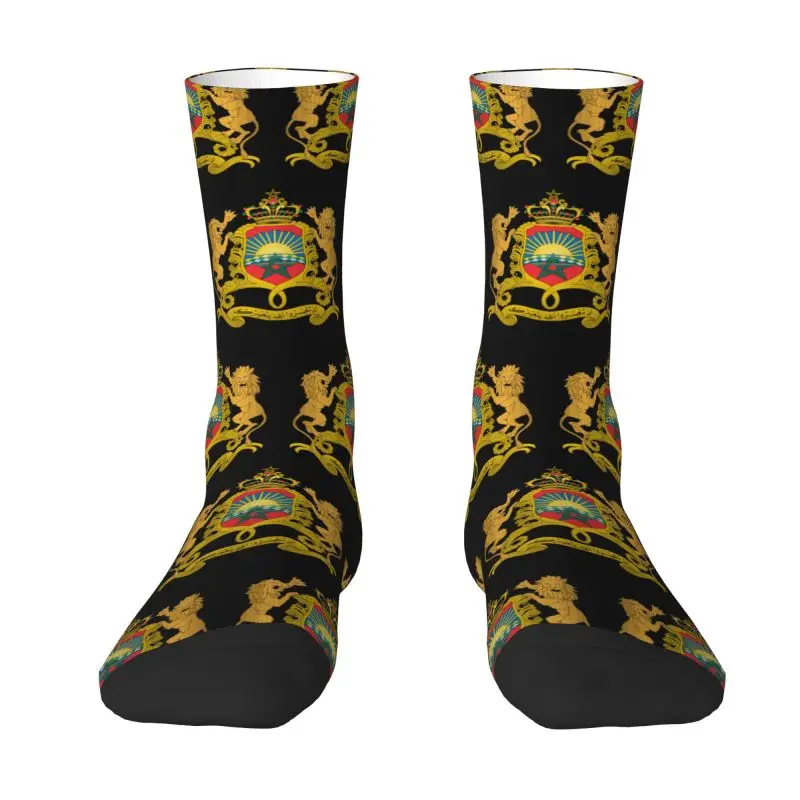 

Funny Printed Kingdom Of Morocco Socks for Women Men Stretch Summer Autumn Winter Moroccan Patriotic Crew Socks
