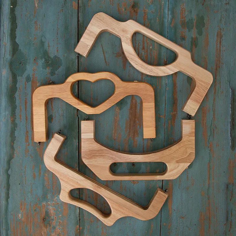 1 Set Nature Color Real Wood Material Polish Well Wood Purse Handle Handbag Accessories New Trendy Bag Handle Frame Wholesales