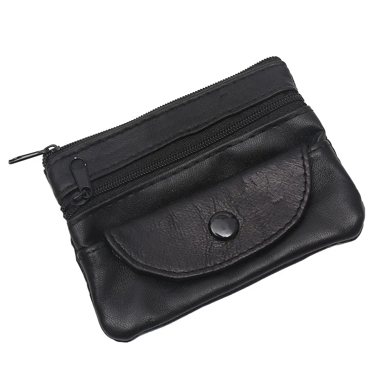

New Genuine Leather Zipper Coin Purse Key Holder Business Credit Card Holder Cash Pocket Men Women Clutches Wallet Change Bags
