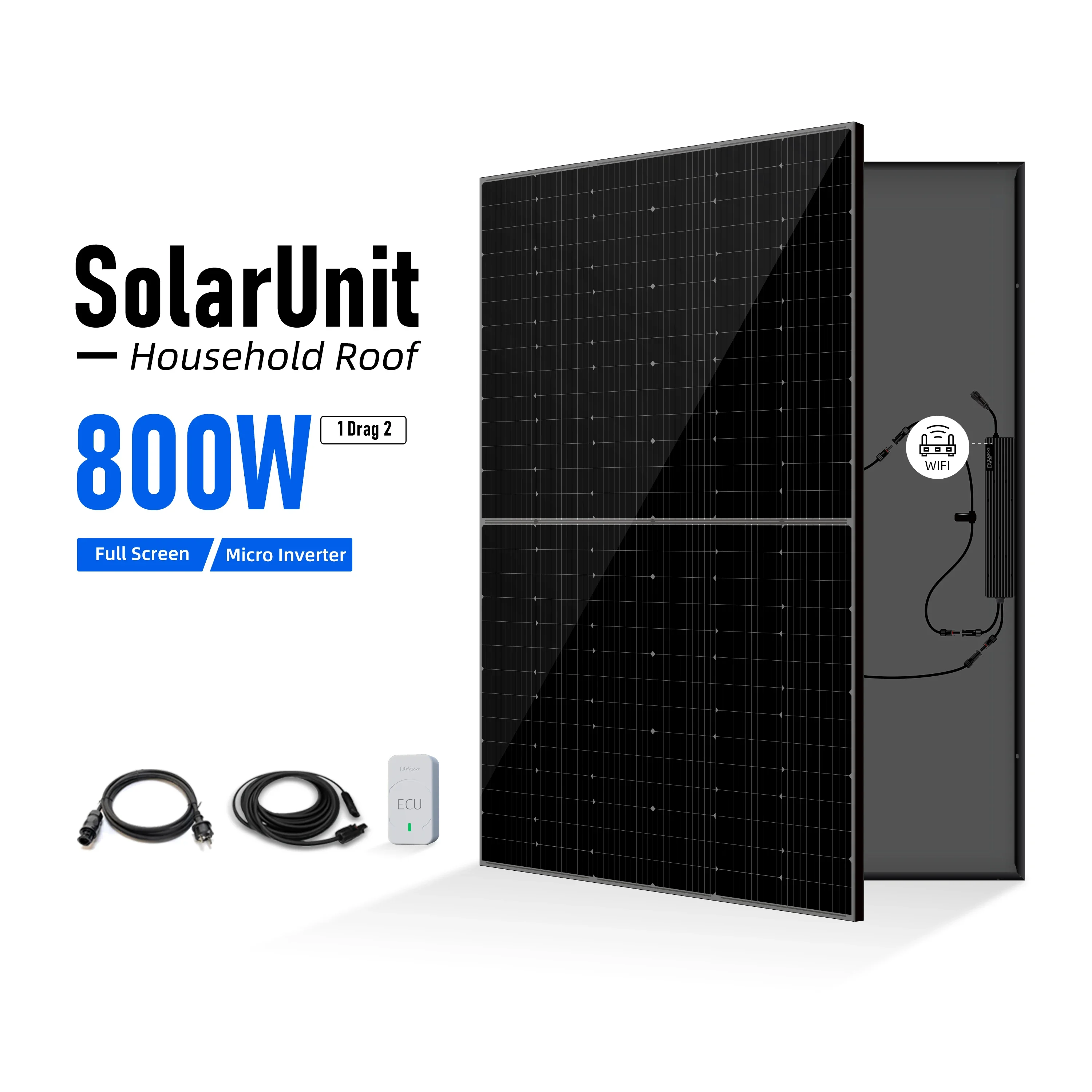 

800w SolarUnit Plug and Play 600w Power on Grid Balcony Mounting Solar System for Home Balcony