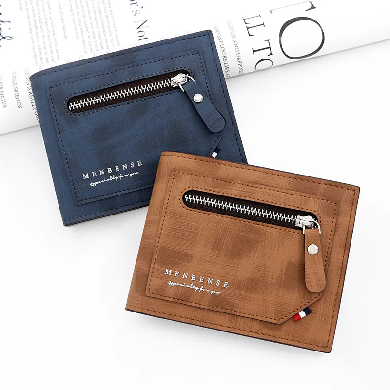 

Fashion Leather Wallet Men New Luxury Zipper Slim Coin Purse Business Three-fold Wallet Male Card Holder Pocket Clutch Tote Bag