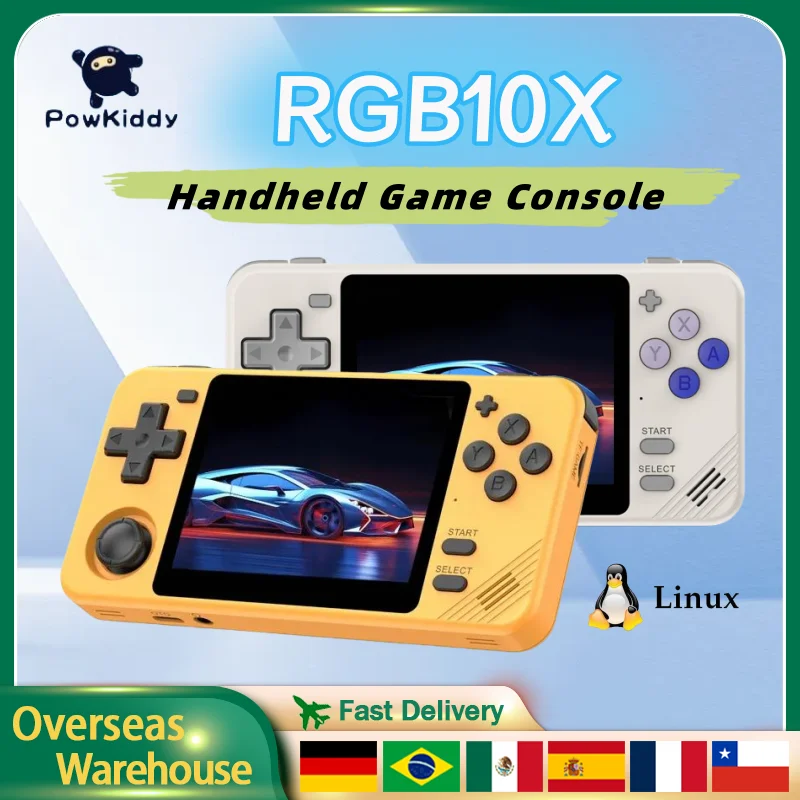 Портативная игровая консоль POWKIDDY RGB10X в стиле ретро 3 5-дюймовый IPS-экран 4:3 Ark OS