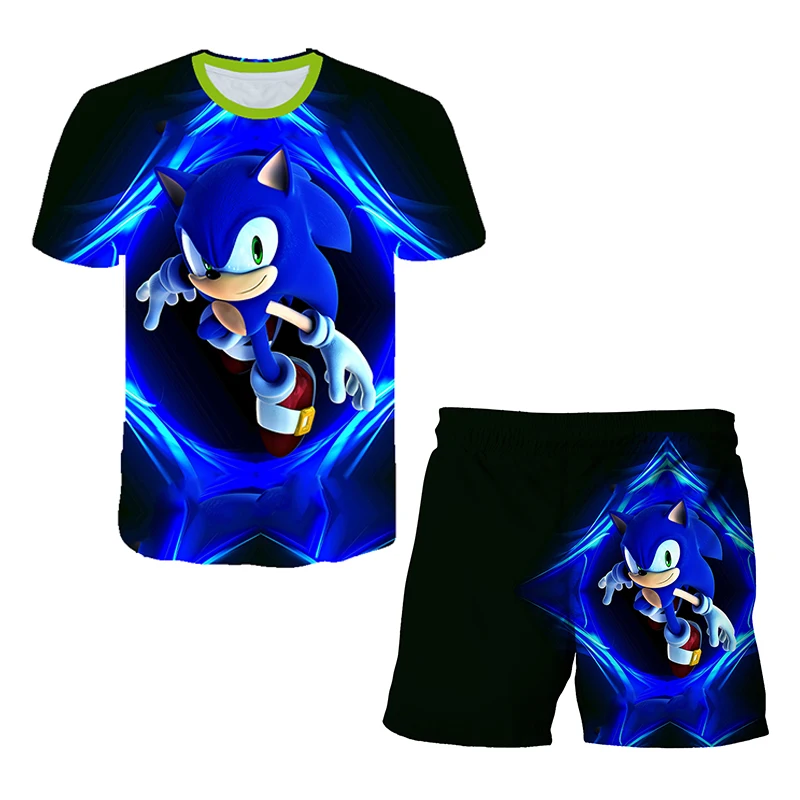 

Children Sonic T-shirts Clothing Sets Boys And Girls Clothes Suits 3D Print Tshirt+Pants 2pcs Kids 2022 Summer Short Suits 3-14Y