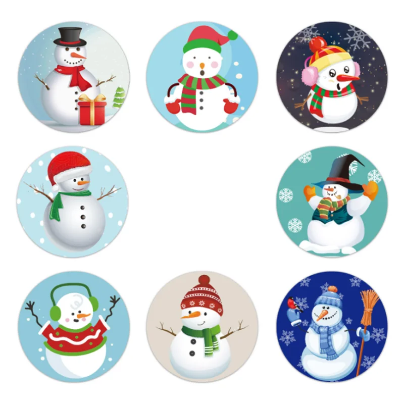

Snowman Decora Sticker Seal Labels DIY Scrapbooking Journal Christmas Children Toy Wedding Baking Packaging Stickers 500pcs/roll
