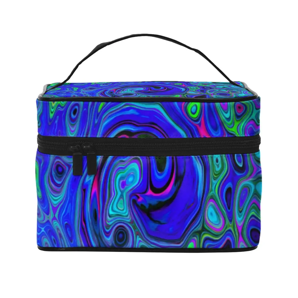 

Hippy Violet Print Cosmetic Bags Abstract Liquid Swirl For Necessaries Pack Storage Organizers with Handle For Girls Makeup Bag