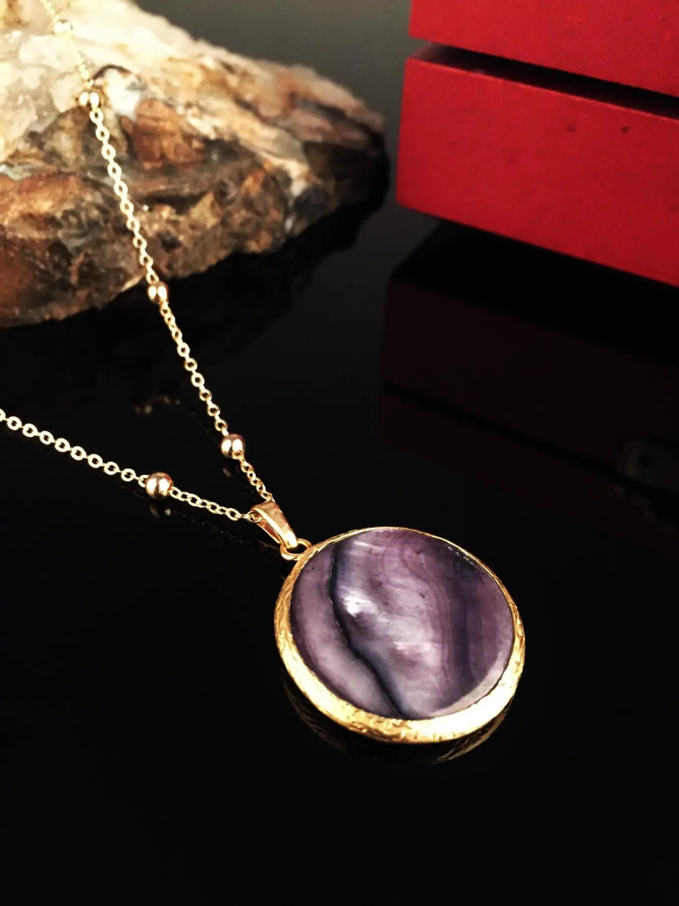 

Natural stone Women 'S Pearl Stone Gold Plated Necklace Xkrb39