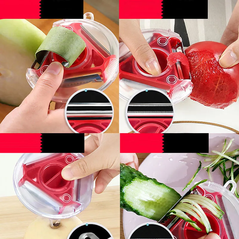3 In 1 Multifunction Peeler Set Slicer Stainless Steel Peeled Shredder Sliced Strips Eather Blade Grater Kitchen Tools |