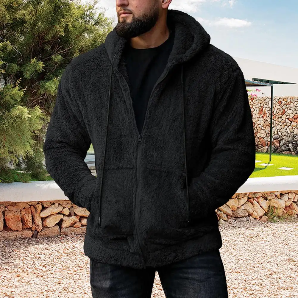 Повседневное Мужское пальто на молнии мужской зимний свитер с капюшоном и