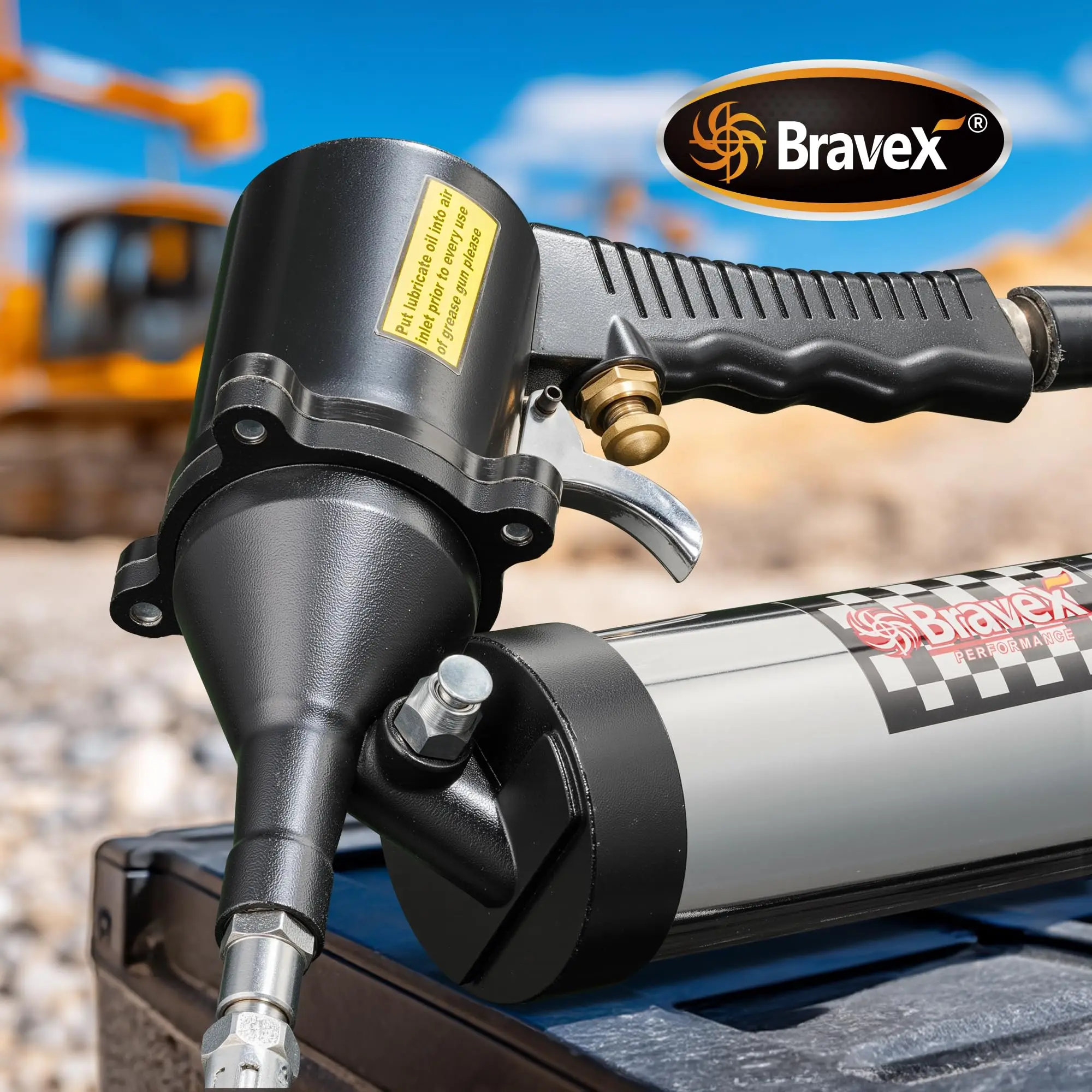 Фото Профессиональный шприц для смазки Bravex 6000 PSI с пистолетной рукояткой, быстросъемным соединением и гибким шлангом 18 дюймов №4