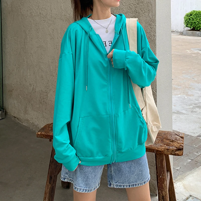 

Girl Hooded Sweater Women's Spring And Autumn Style Loose Korean Zipper Cardigan Jacket 2022 New BF Long-sleeved Shirt Hoodies