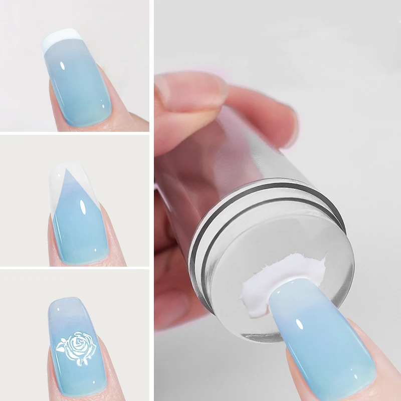 Прозрачный штамп для ногтей со скребком силиконовый французского маникюра набор
