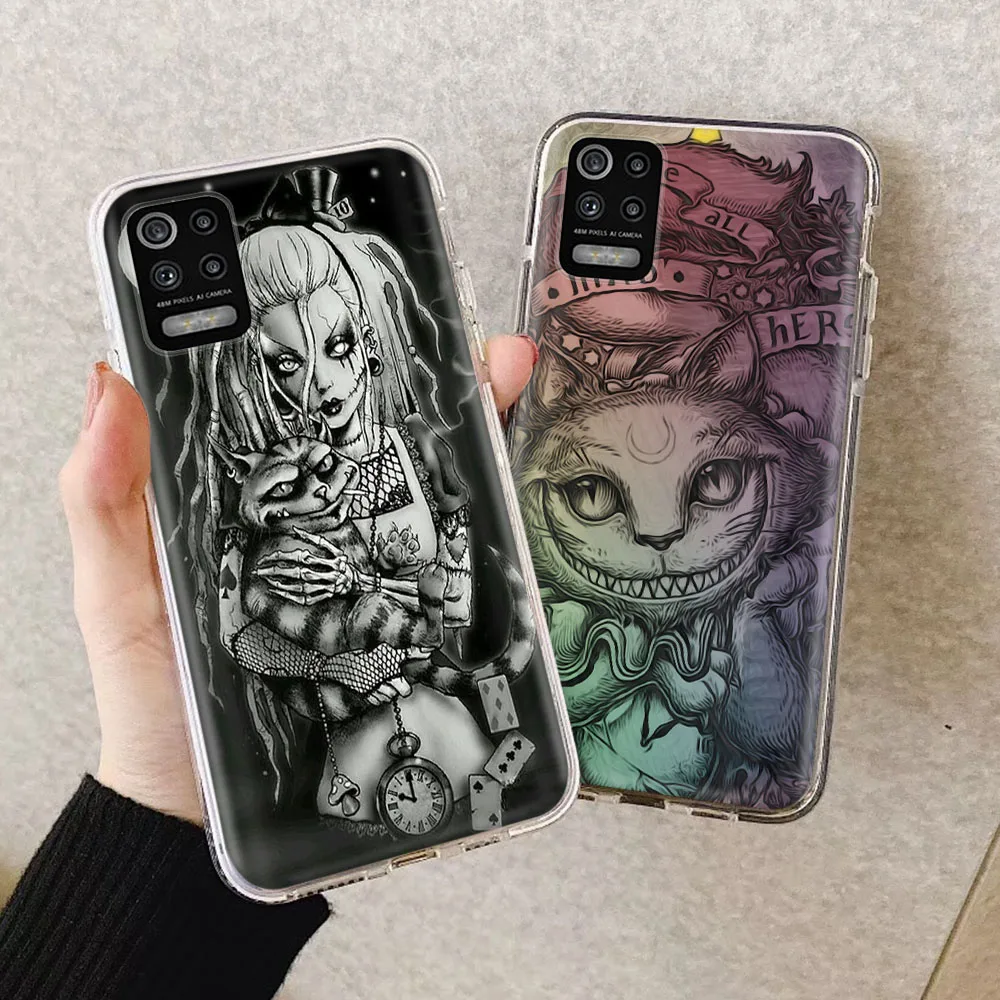 Прозрачный чехол для LG K11 Plus K12 Prime K22 K40 K40S K41S K51S K50S K52 K42 K62 K50 K30 Max мягкий с Чеширским