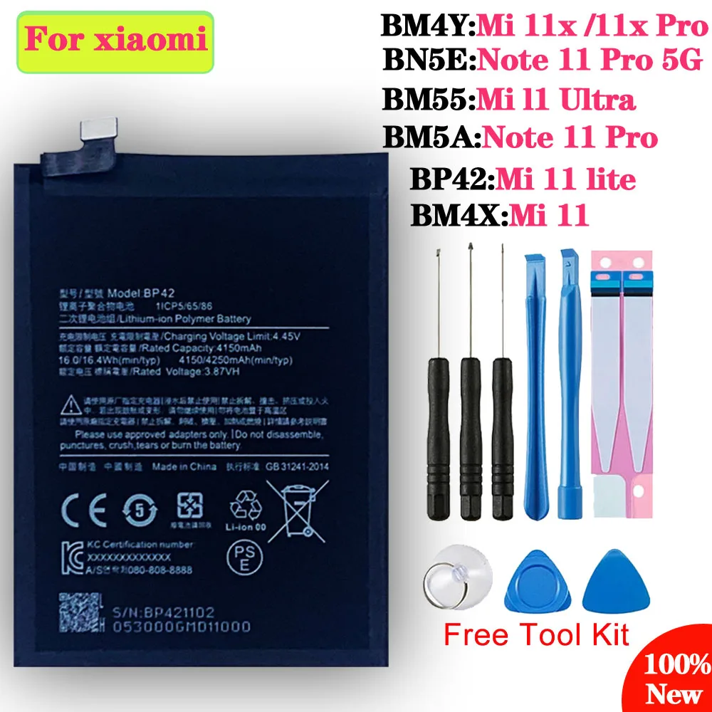 

100% Orginal Replacement Battery For Xiaomi Mi 11 11x 11x Pro 11XP Note 11 11lite Ultra Pro 5G Mi 11 Phone High Quality Bateria