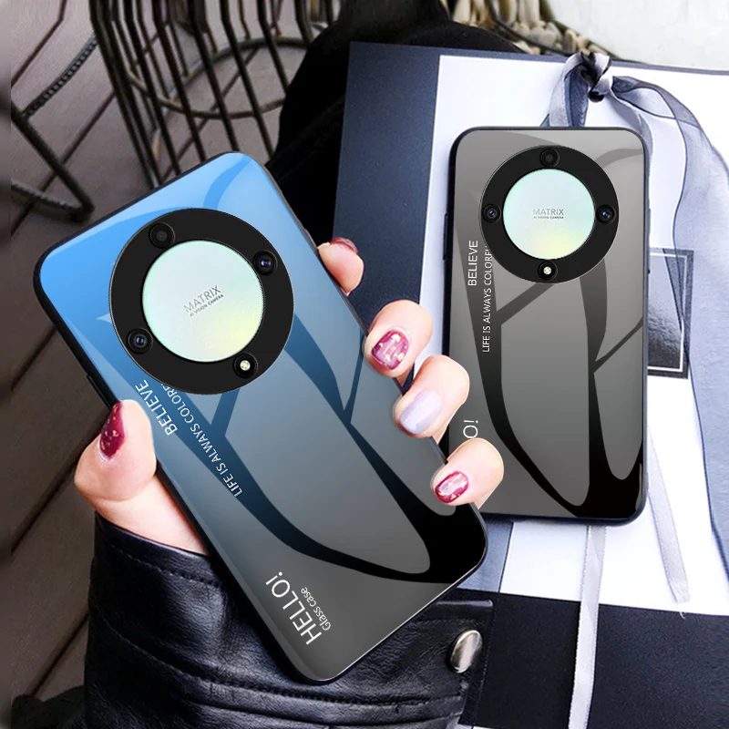 Для Honor X9a чехол Чехол из закаленного стекла с градиентом, мягкая силиконовая Матовая рамка для телефона, фоторамка для Honor X9a