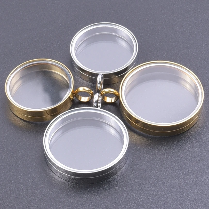 

2pcs Twist Round Pendant Lockets For Women/Men Accessories Metal Stainless Steel Charm Locket Floating Material To Make Necklace