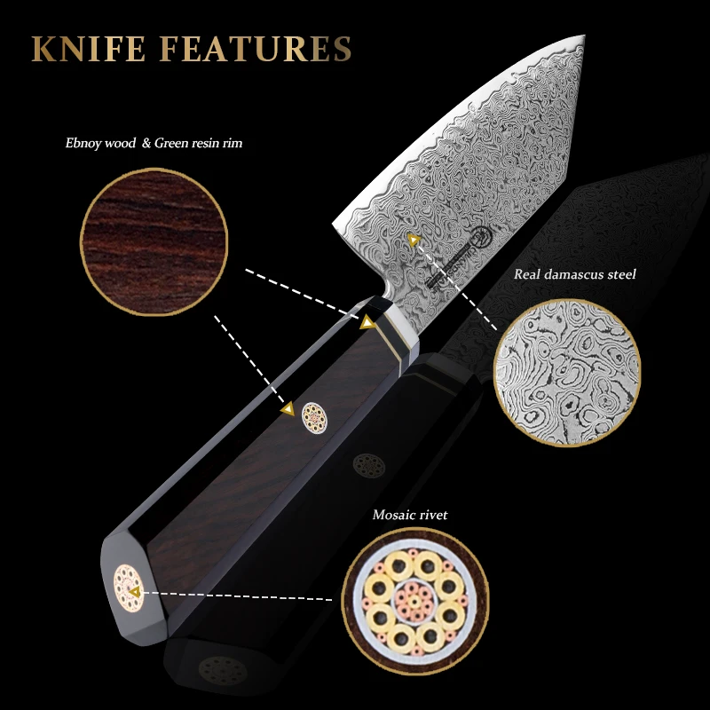 Новый нож Bunka 5 4 дюйма 67 слоев дамасская сталь 10Cr15C0Mov режущий сердечник с Ebnoy и