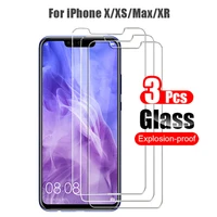 3pcs 9d tempered glass for iphone xs max xr x screen protector hd film