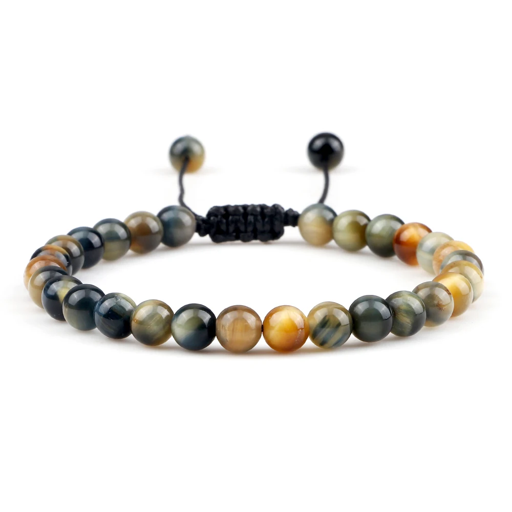 

Fashion Jewelry 6mm Natural Stone Braided String Bangle Bracelets Charm Handmade Adjustable Beads Bracelets for Women Men Gifts