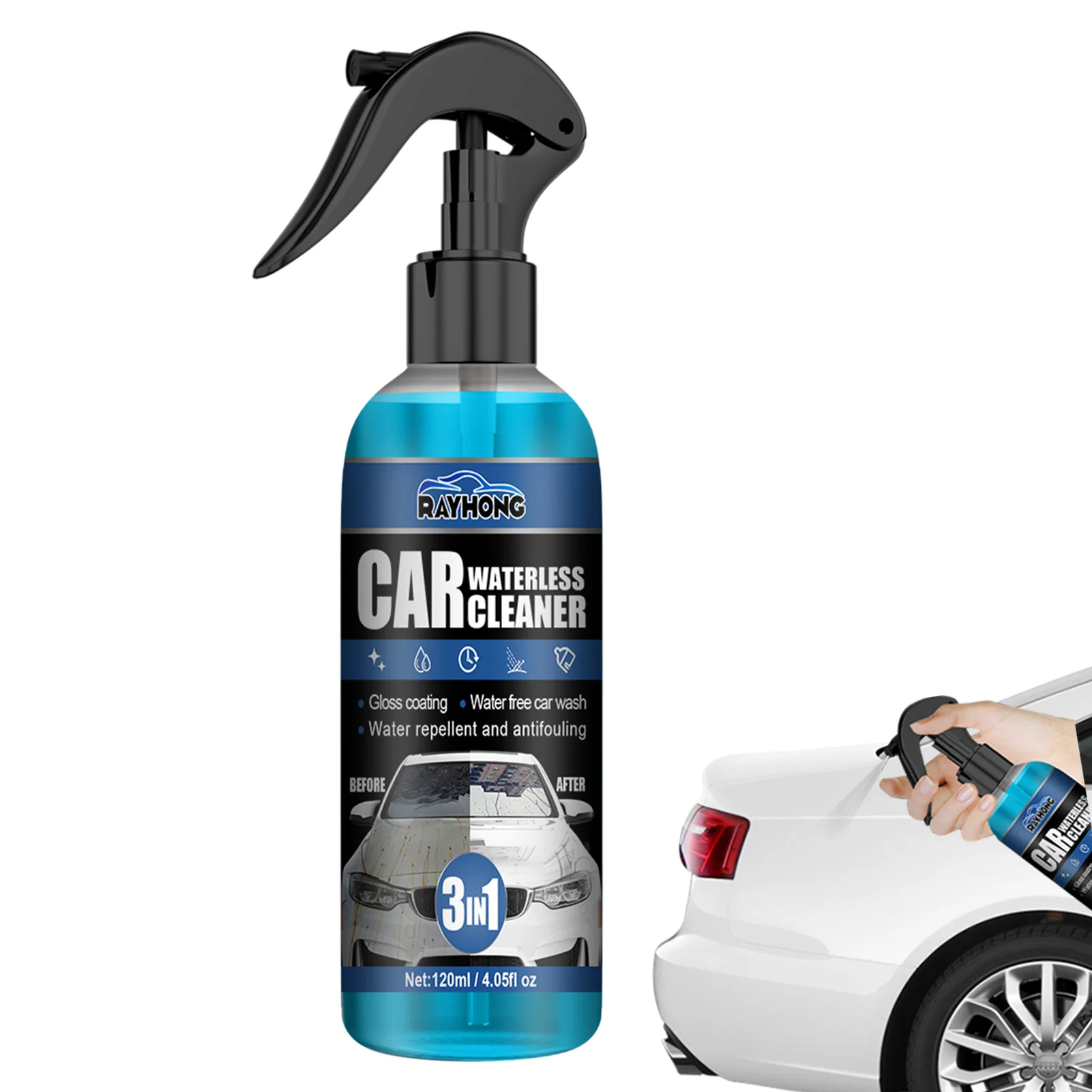 

Waterless Car Wash 120ml Ceramic Coating Spray 3 In 1 Car Wax Polish Quick Coat Spray For Water Repelling Dirt Cleaning & Gloss