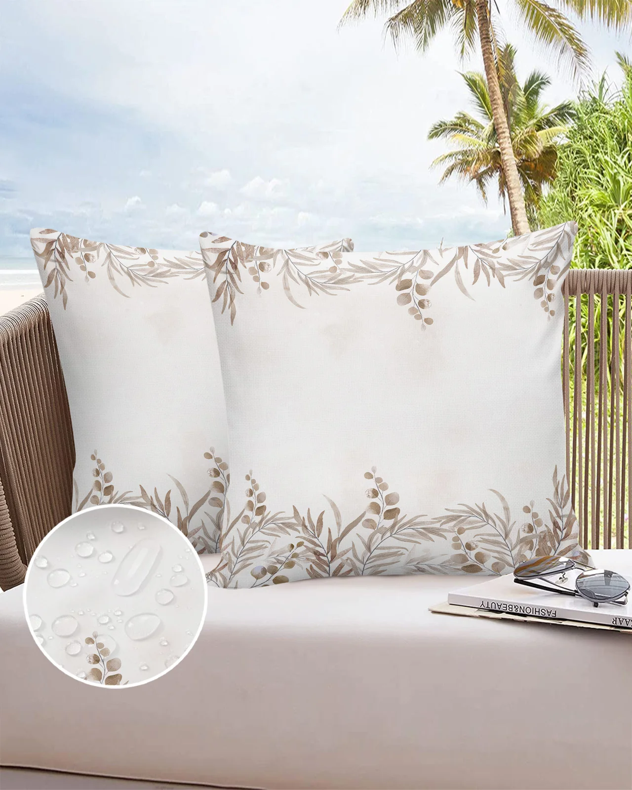 

Watercolor Plant Leaves Waterproof Pillow Cover Home Office Decoration Pillow Case Chair Sofa Cushion Cover