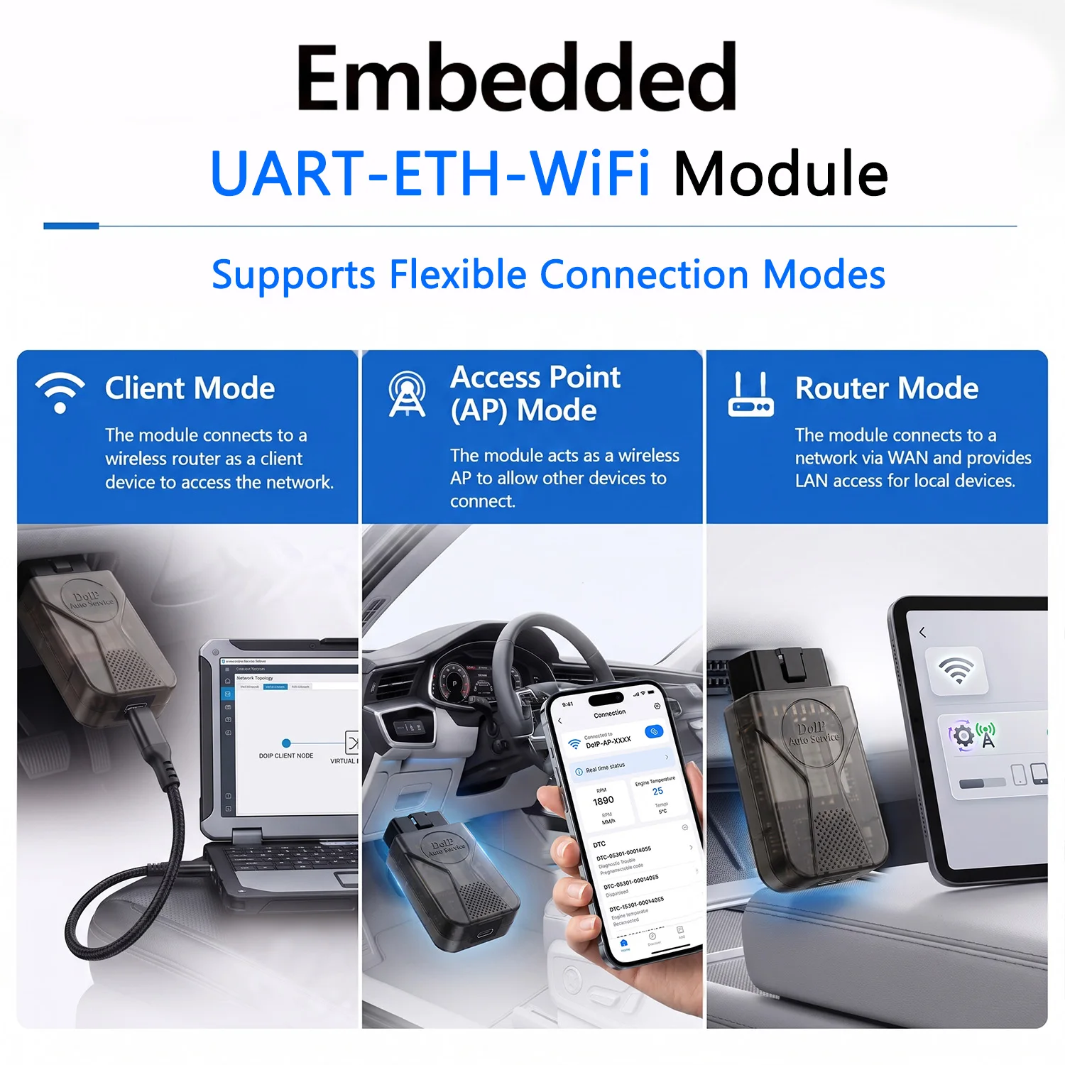 Фото WiFi OBD2-адаптер для JLR DoIP Type-C: диагностический инструмент, совместимый с JET Master Pro, Pathfinder, Topix, для кодирования и программирования, сканер №2