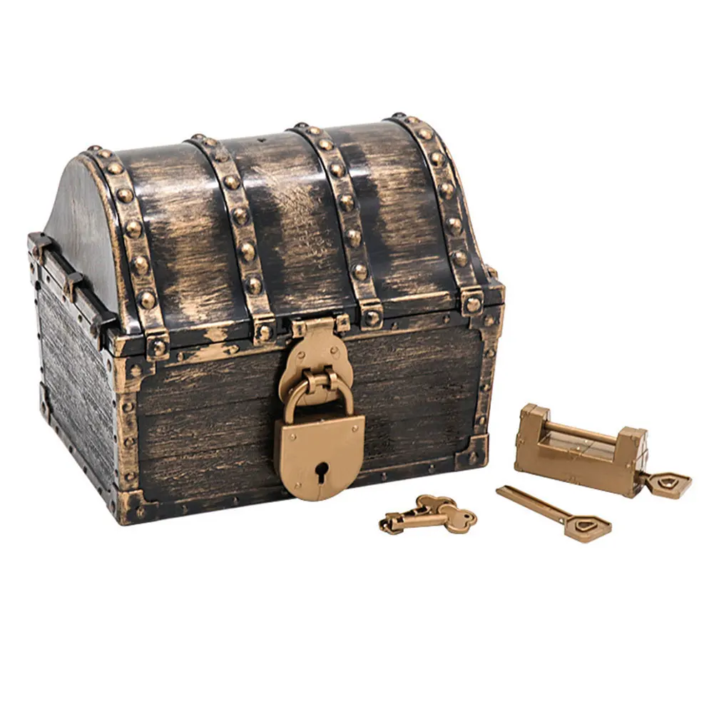 

Gems Holder Children Gift Jewelry Organizer Playset Pirate Treasure Chest With Keys Kids Toys Storage Box Early Learning Trinket