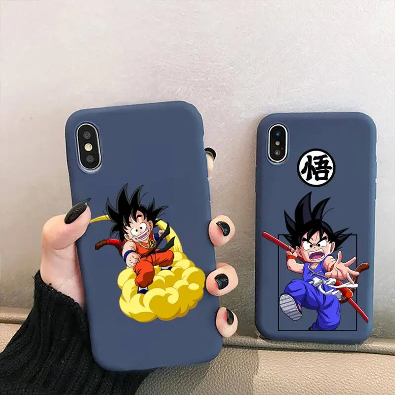 

Anime Dragon Ball Son Goku DBZ Phone Case for iPhone 13 12 mini 11 Pro XS MAX X XR 7 8 6 Plus Candy Color blue Soft Silicone