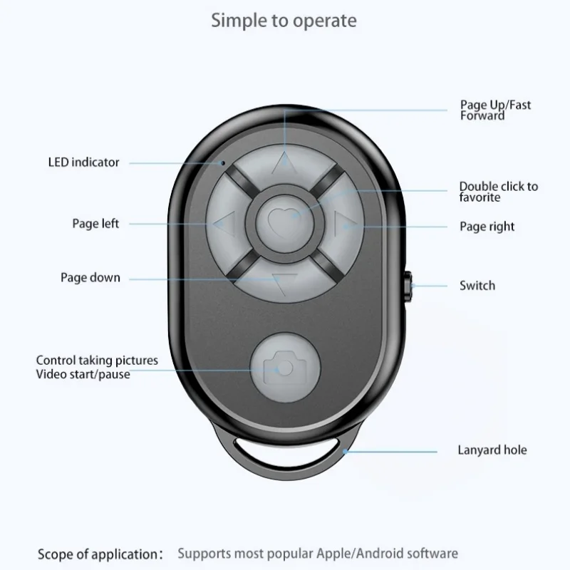 Bluetooth-пульт дистанционного управления для iPhone Xiaomi IOS Android, универсальный пульт дистанционного управления, палка для селфи, контроллер Bluetooth-камеры, новинка 2025 года (art.: 3920cd2a5ed00) - 3920cd2a5ed00