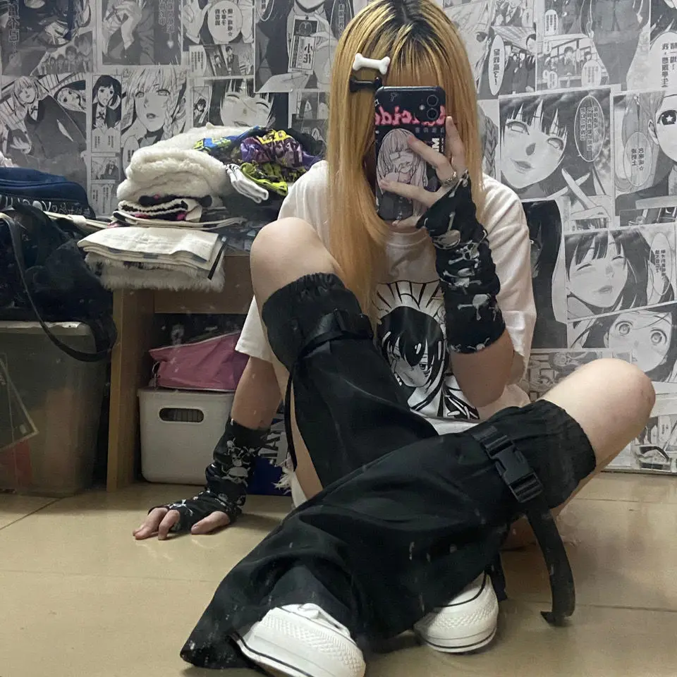 Summer thin Leg Warmers Black Goth Gyaru Y2k Accessories Gothic Lolita Knit Socks Women Dancing Cute Legs Warmers