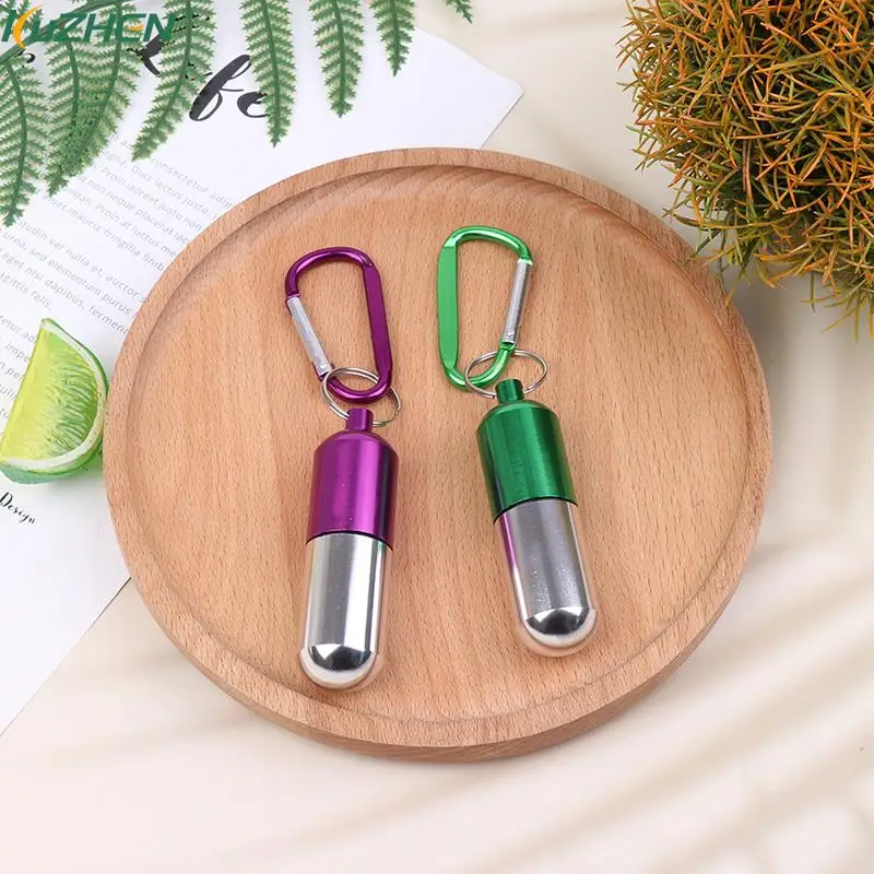 

Водонепроницаемый медицинский контейнер для таблеток на открытом воздухе, портативный металлический брелок, алюминиевый чехол, металлическая Водонепроницаемая коробка