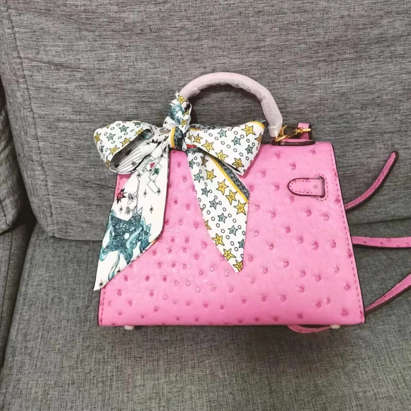 

High Quality Womens Shoulder Bags Luxury Designer Ladies Handbags Ostrich pattern Crossbody Packets Popular Lock Small Messenger